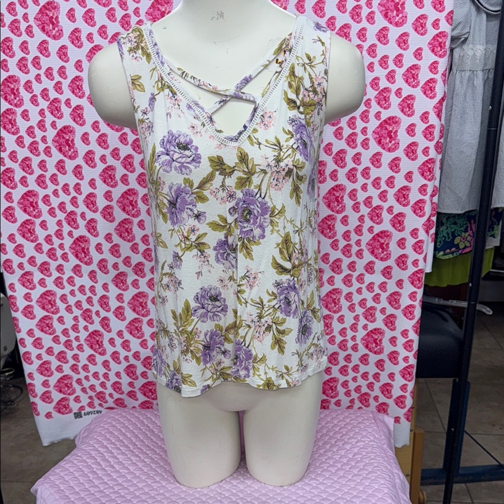 Floral Purple and White Women's Top